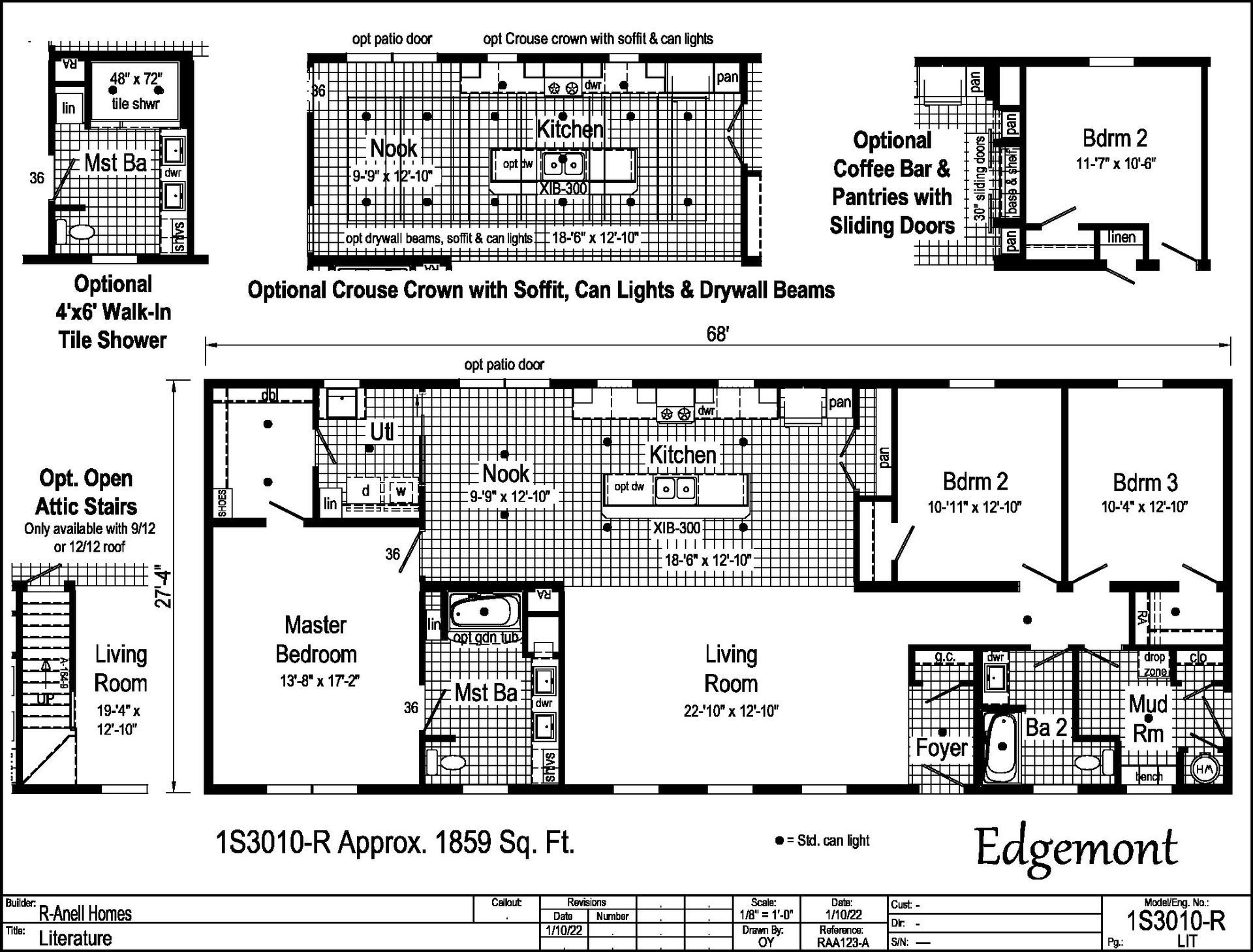 A black and white floor plan of a mobile home