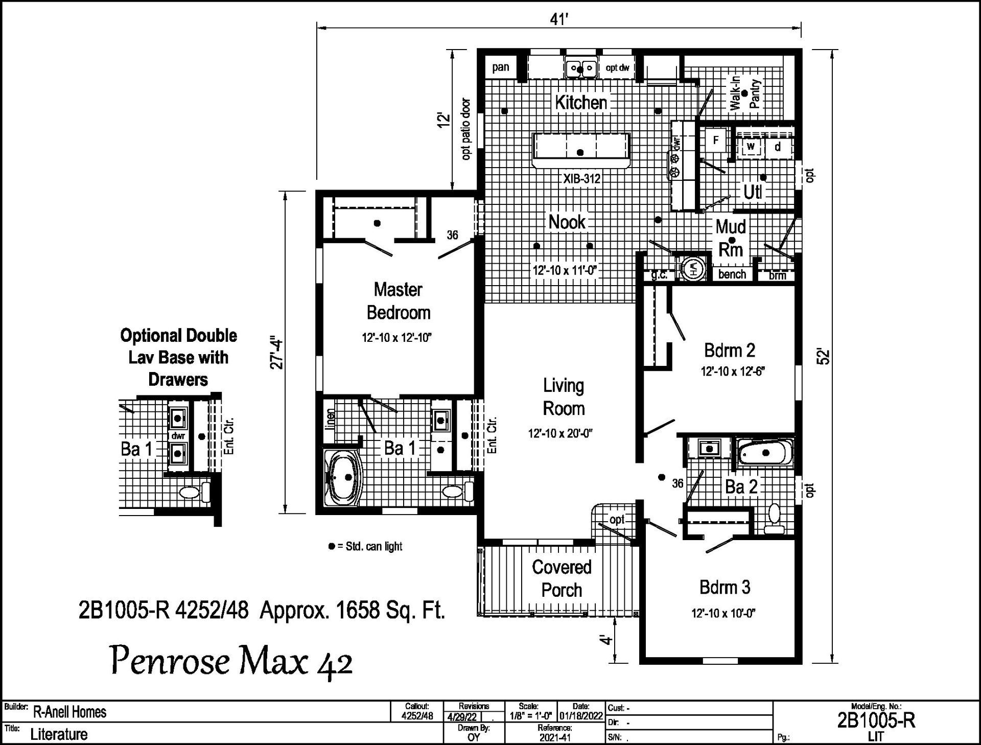 A black and white floor plan of a penrose max house