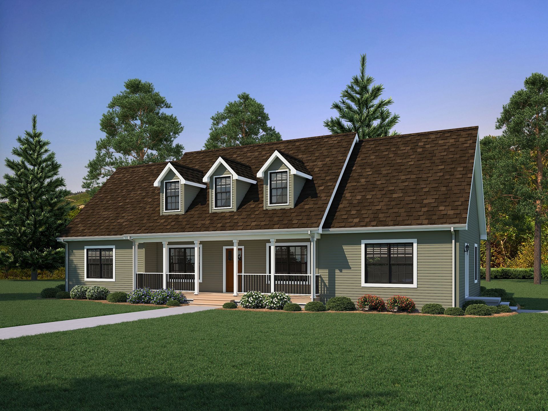 An artist 's impression of a house with a brown roof