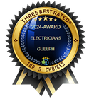 A seal that says three best rated 2024 award electricians guelph top 3 choices