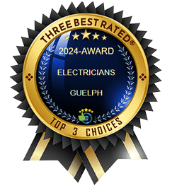 A seal that says three best rated 2024 award electricians guelph top 3 choices