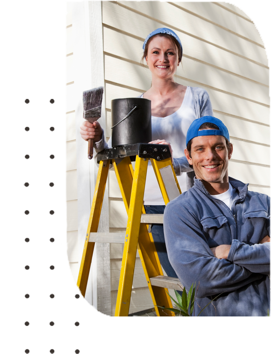 A woman with a paintbrush and a man with an overall suit | Sydney, NSW | Polypaint