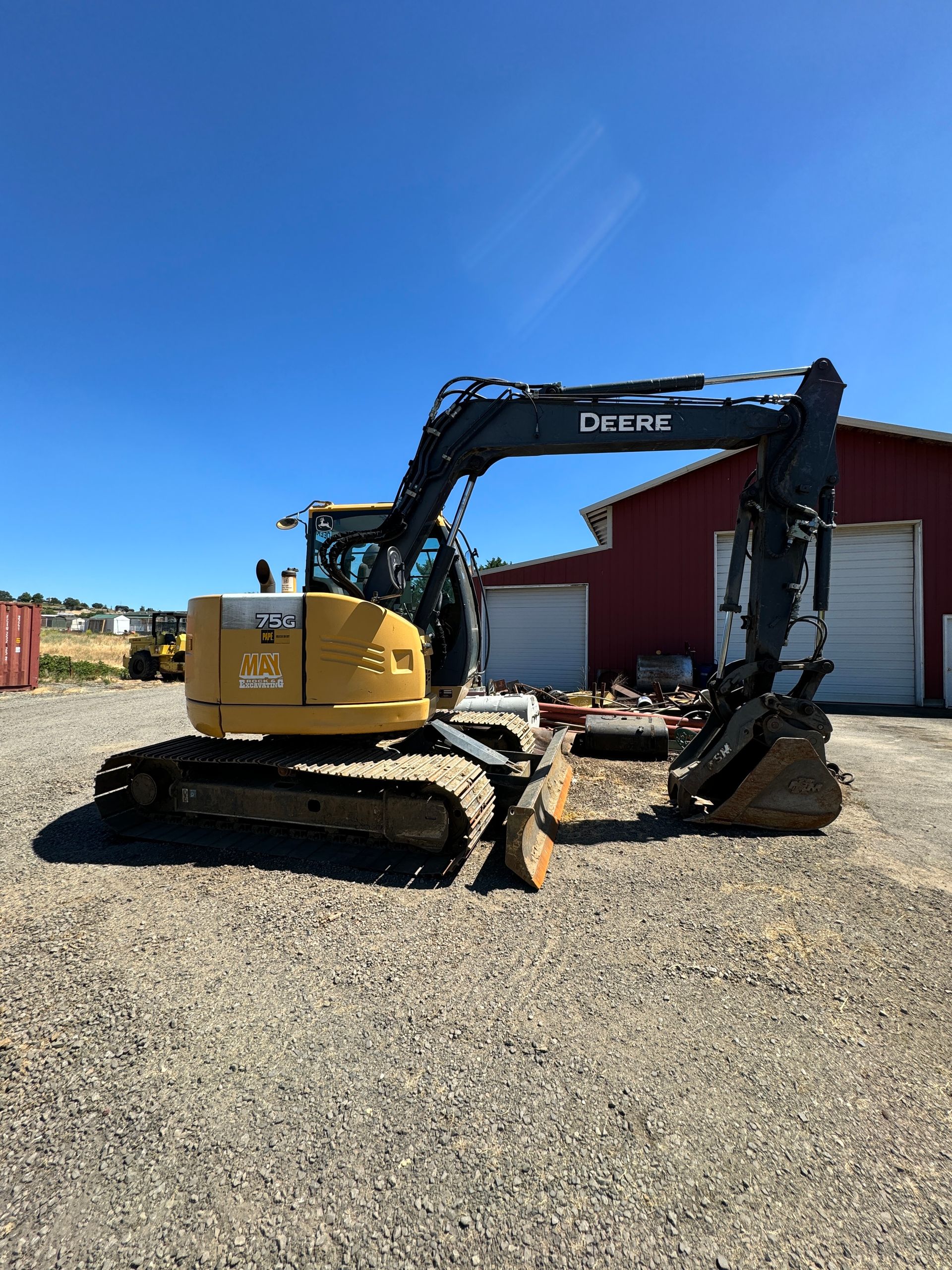 A John Deere excavator in Ashland, Oregon.