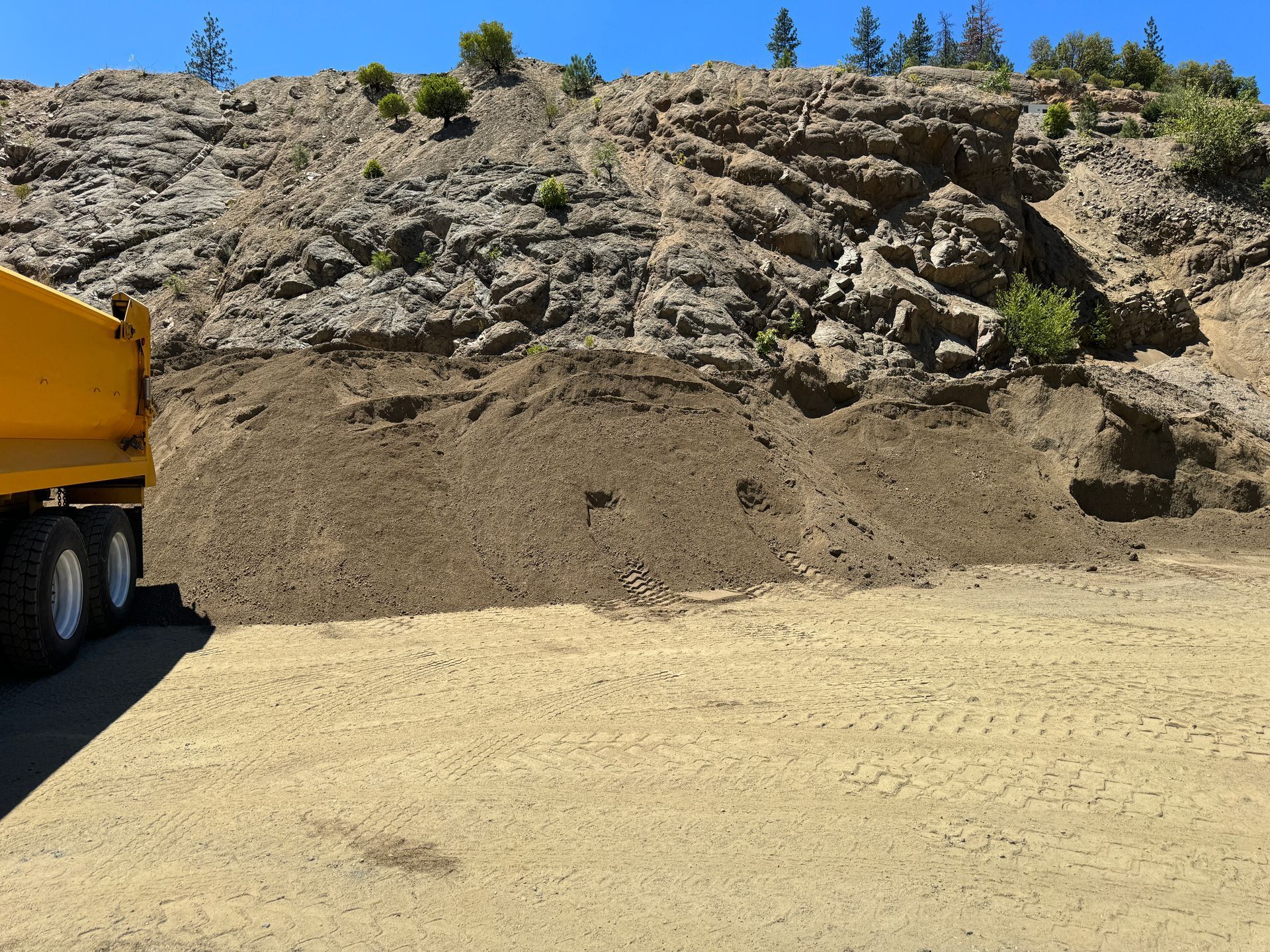 Decomposed granite to be delivered in a dump truck.