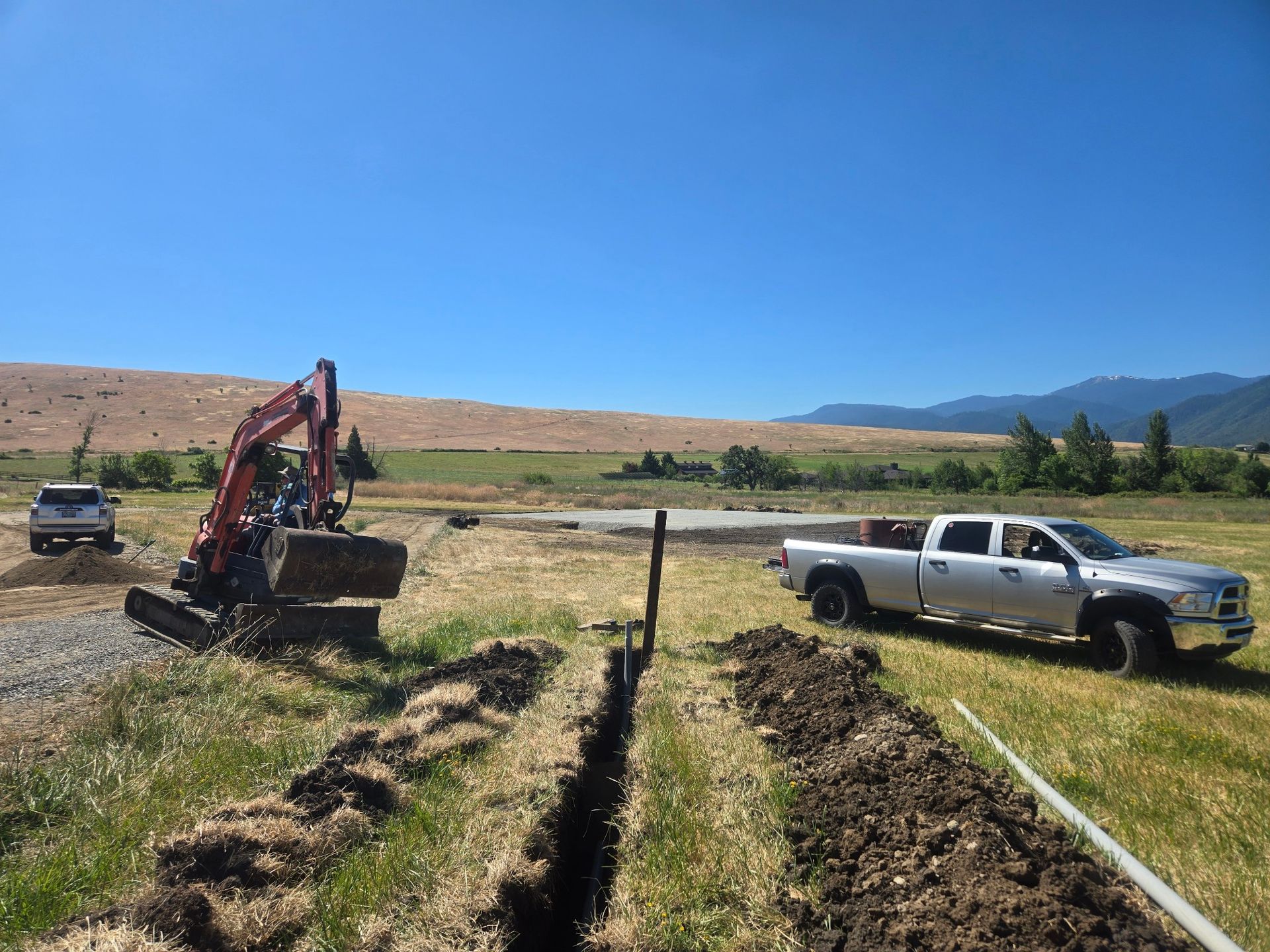 Water line being trenched in Ashland, Oregon