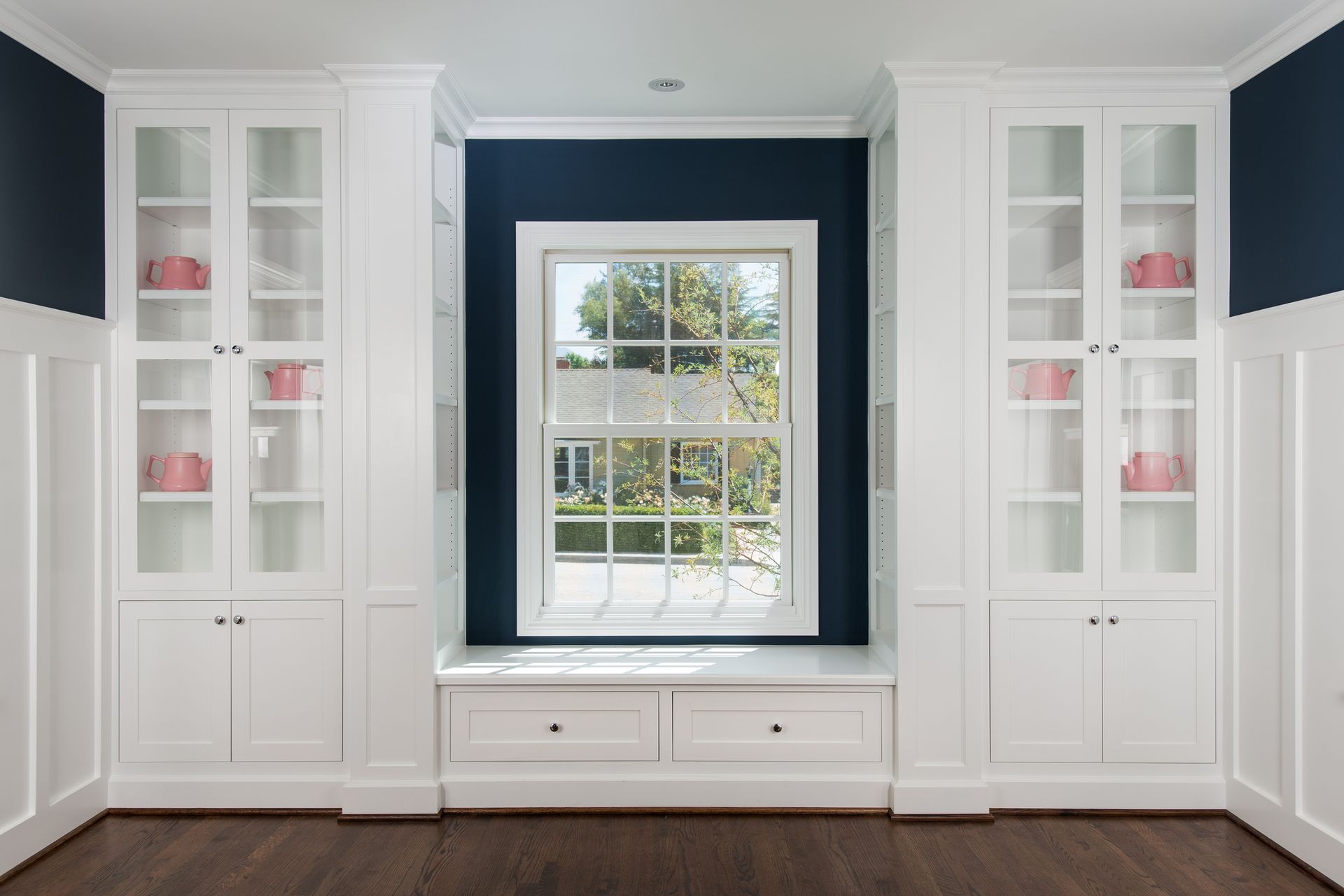 There is a window in the middle of the room.