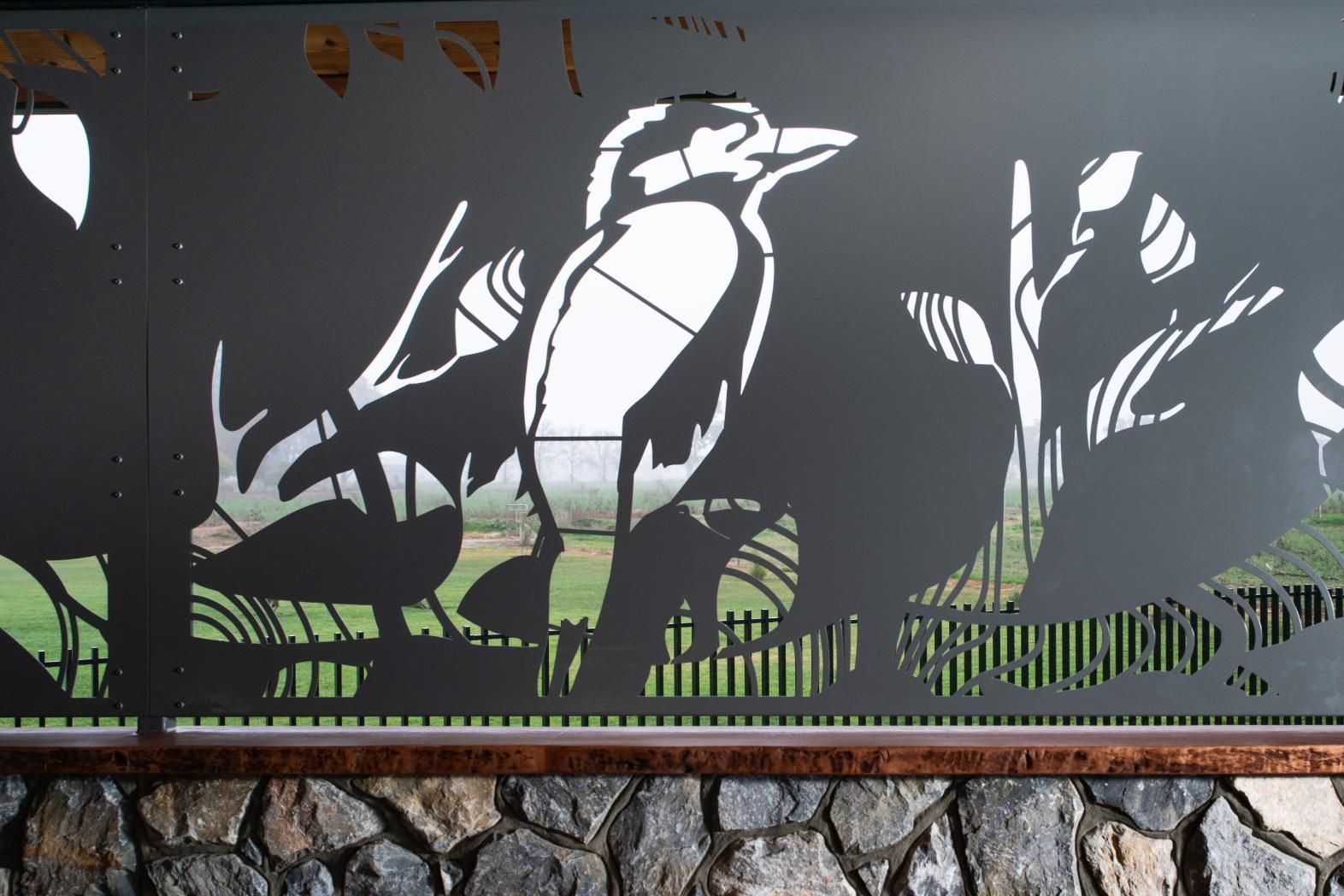 Laser Cut Art Bird And Trees On Metal Wall — TMF Engineering In Shepparton, VIC
