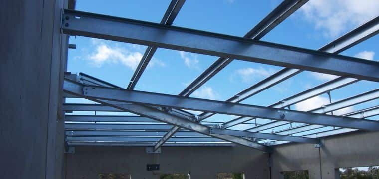 The Roof Of A Building Under Construction With A Blue Sky In The Background — TMF Engineering In Echuca, VIC