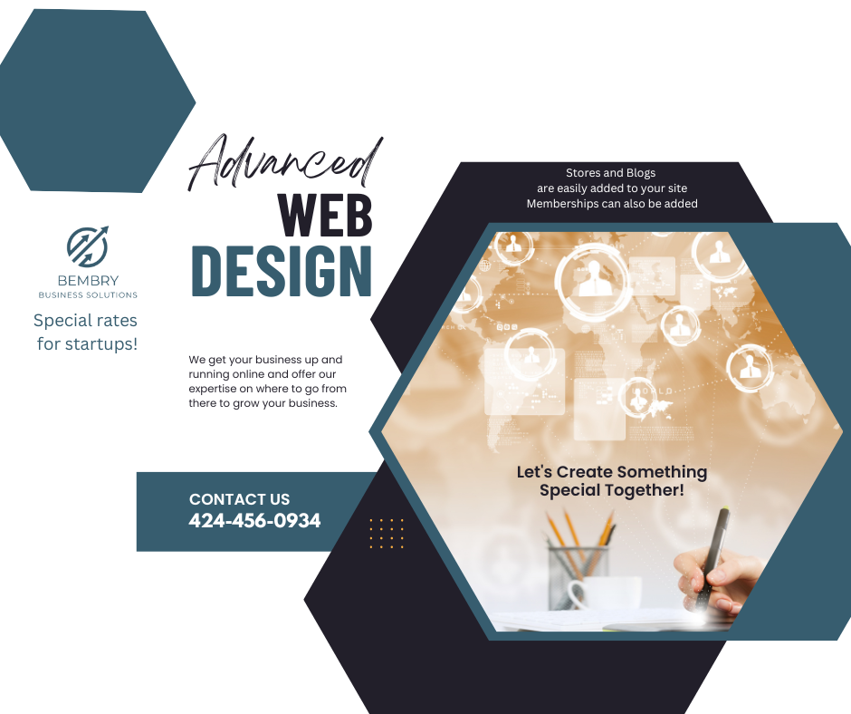 Advertisement for advanced web design.