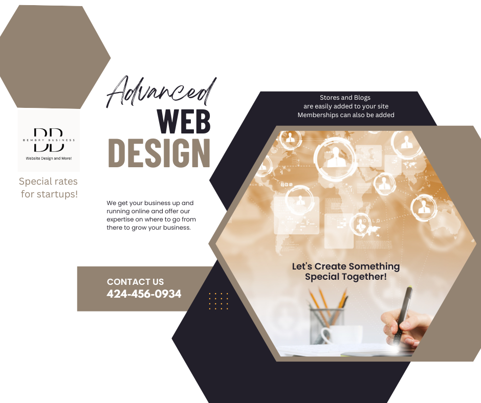 Advertisement for advanced web design.