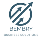 Logo for Bembry Business Solutions, featuring an upward-pointing arrow through a circle and two smaller arrows. 