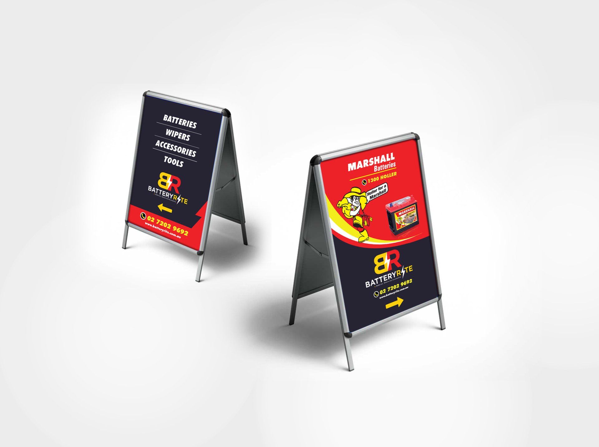 Two a frames with a red and black sign that says maximum