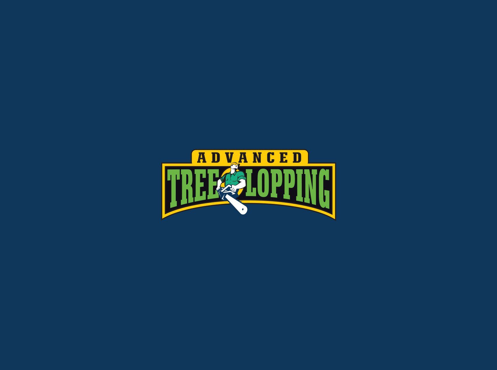Advanced tree lopping logo on a blue background