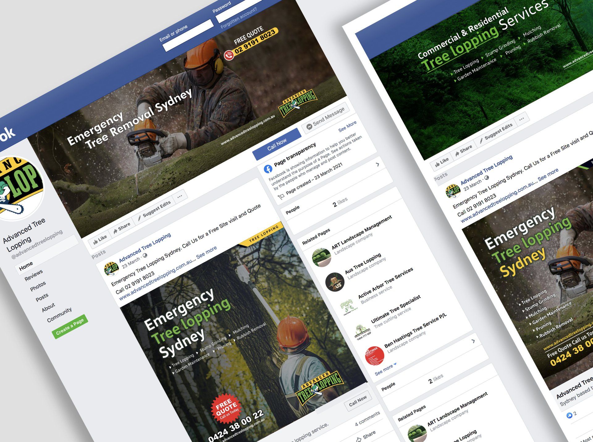 A facebook page for emergency tree trimming sydney