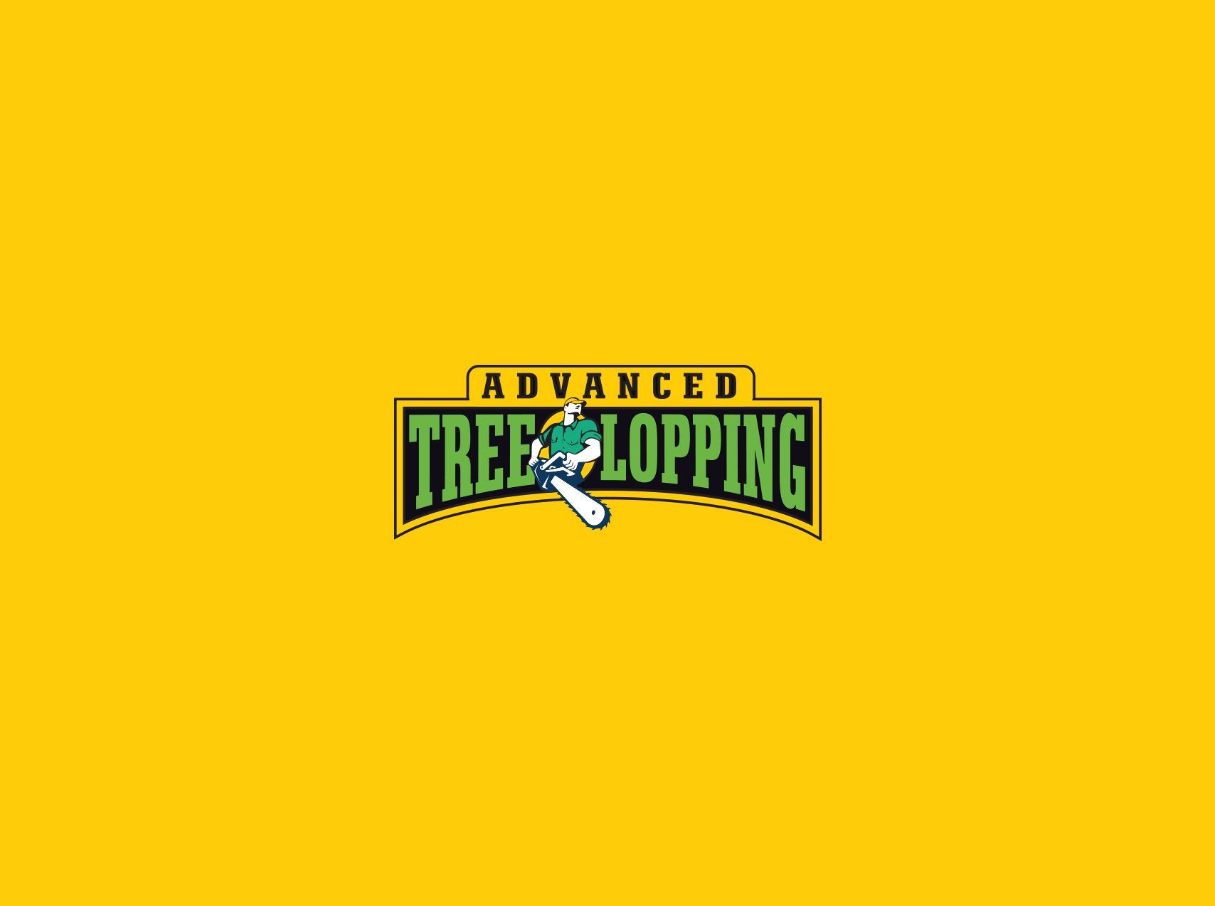 Advanced tree lopping logo on a yellow background
