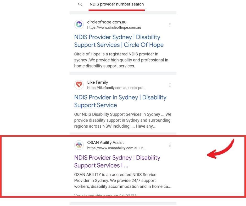 A screenshot of a website that says ndis provides sydney disability support services circle of hope