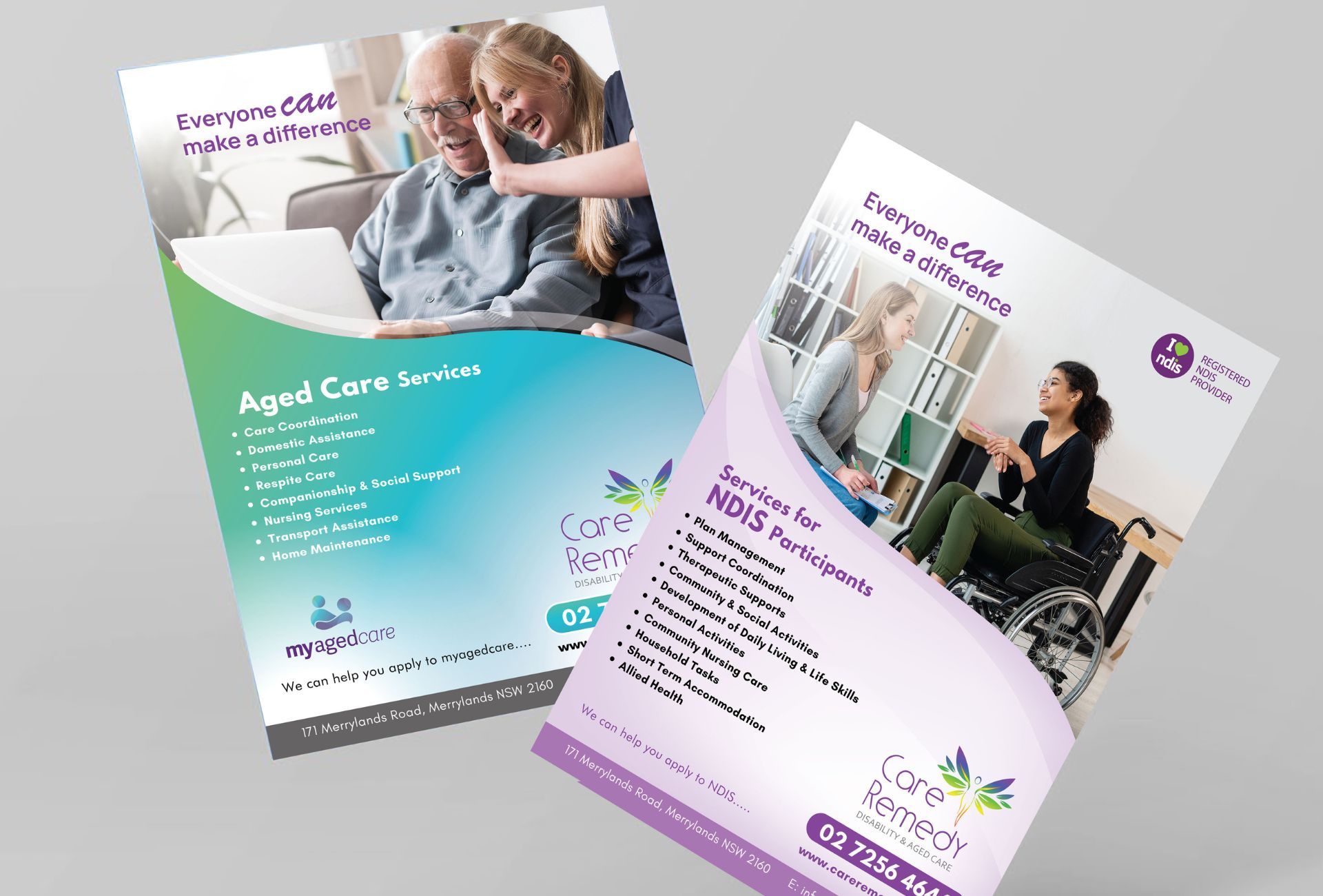 Two flyers one of which is for aged care