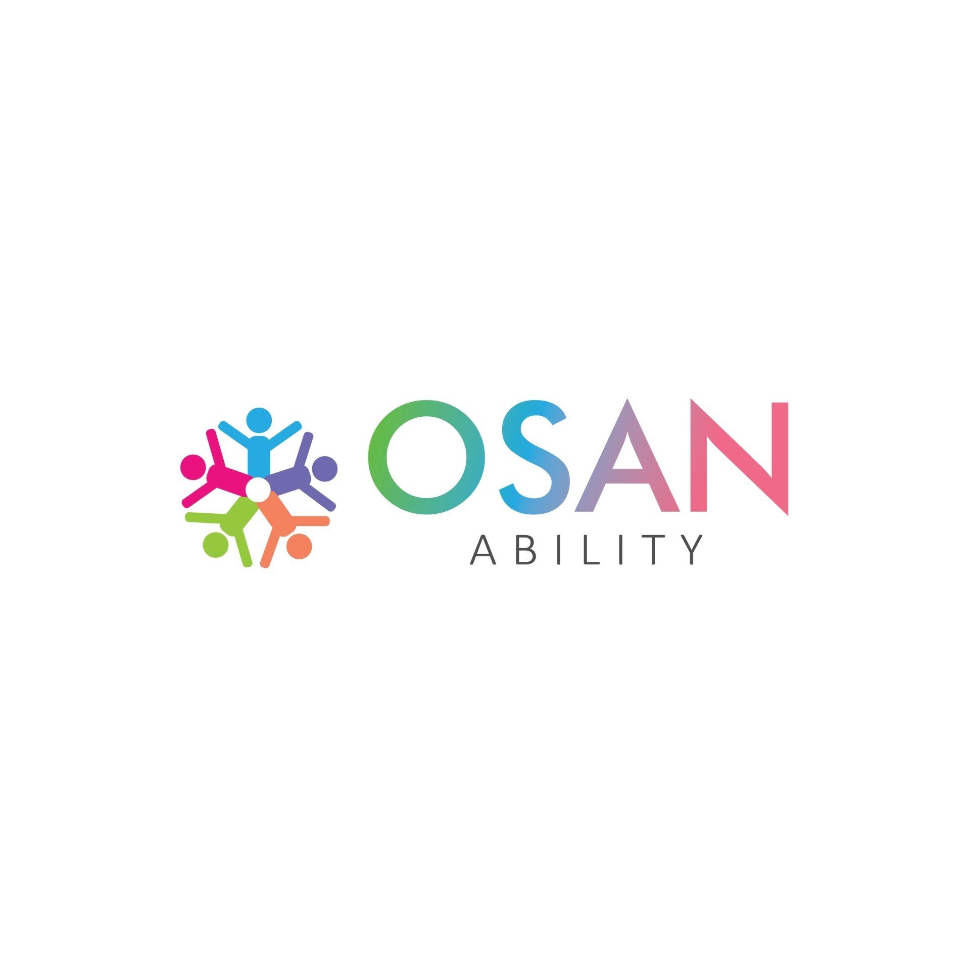 A colorful logo for osan ability with people in a circle