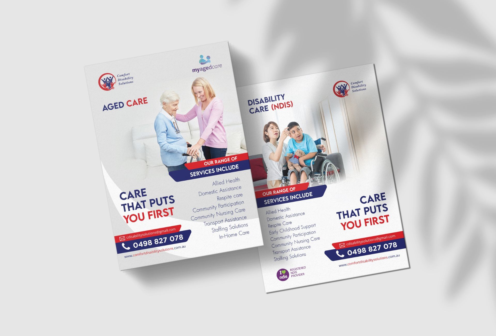 Two flyers that say care that puts you first