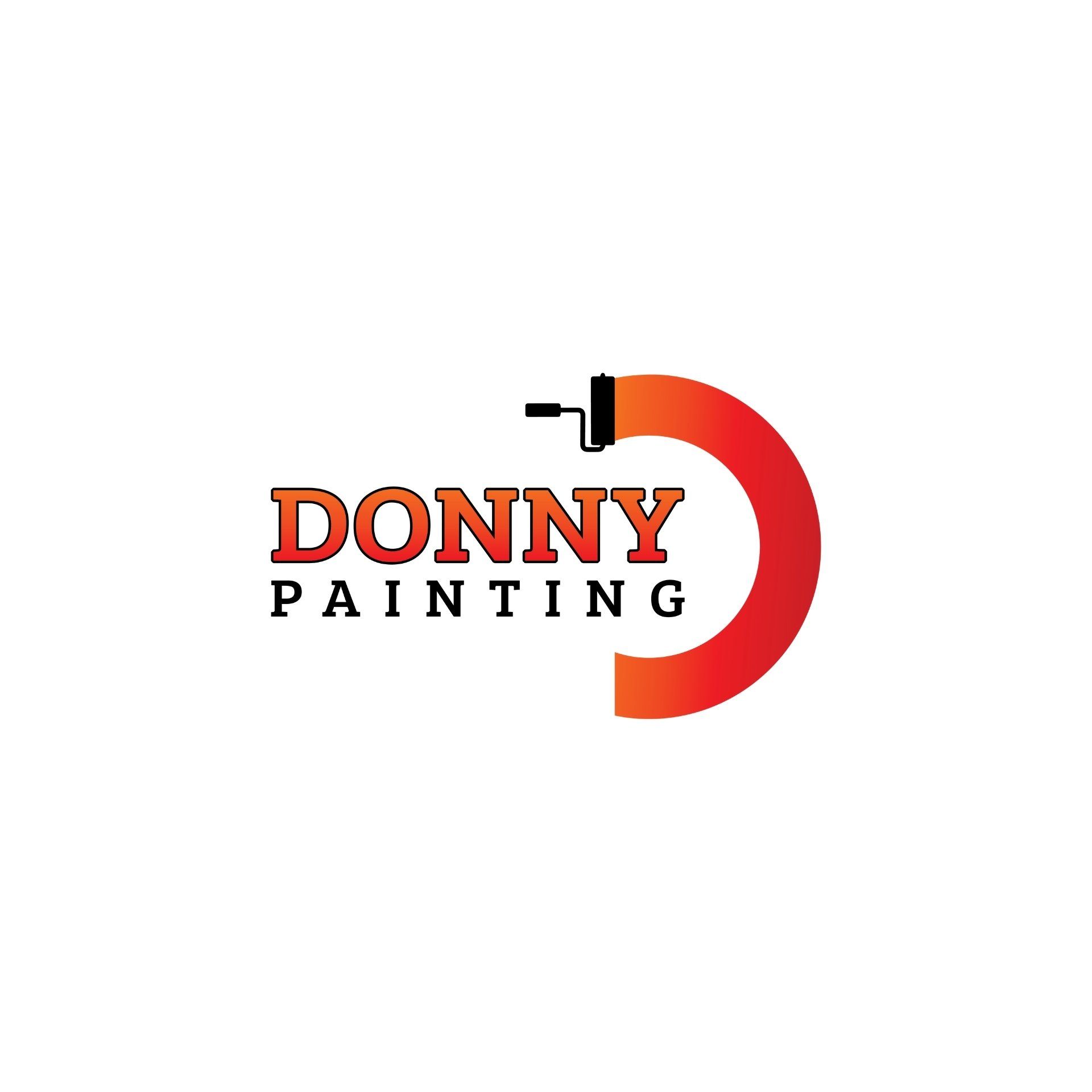 A logo for donny painting with a red circle