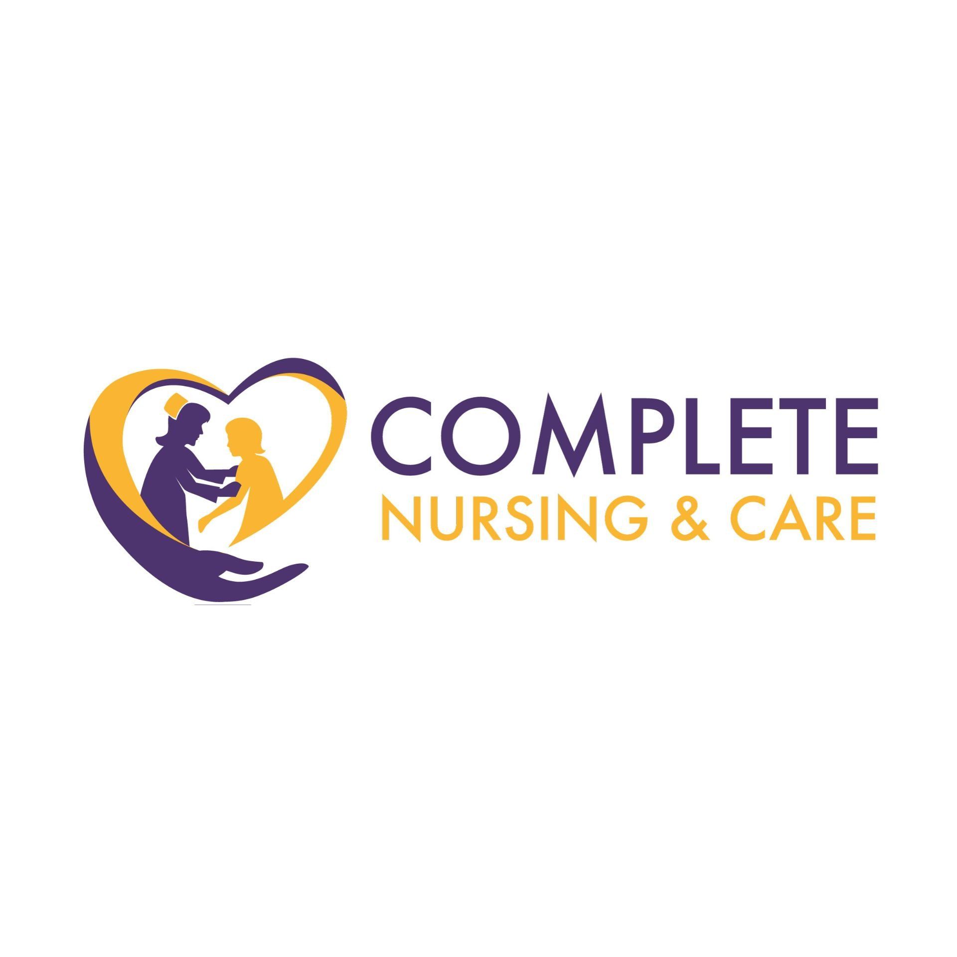 A logo for complete nursing and care with a heart
