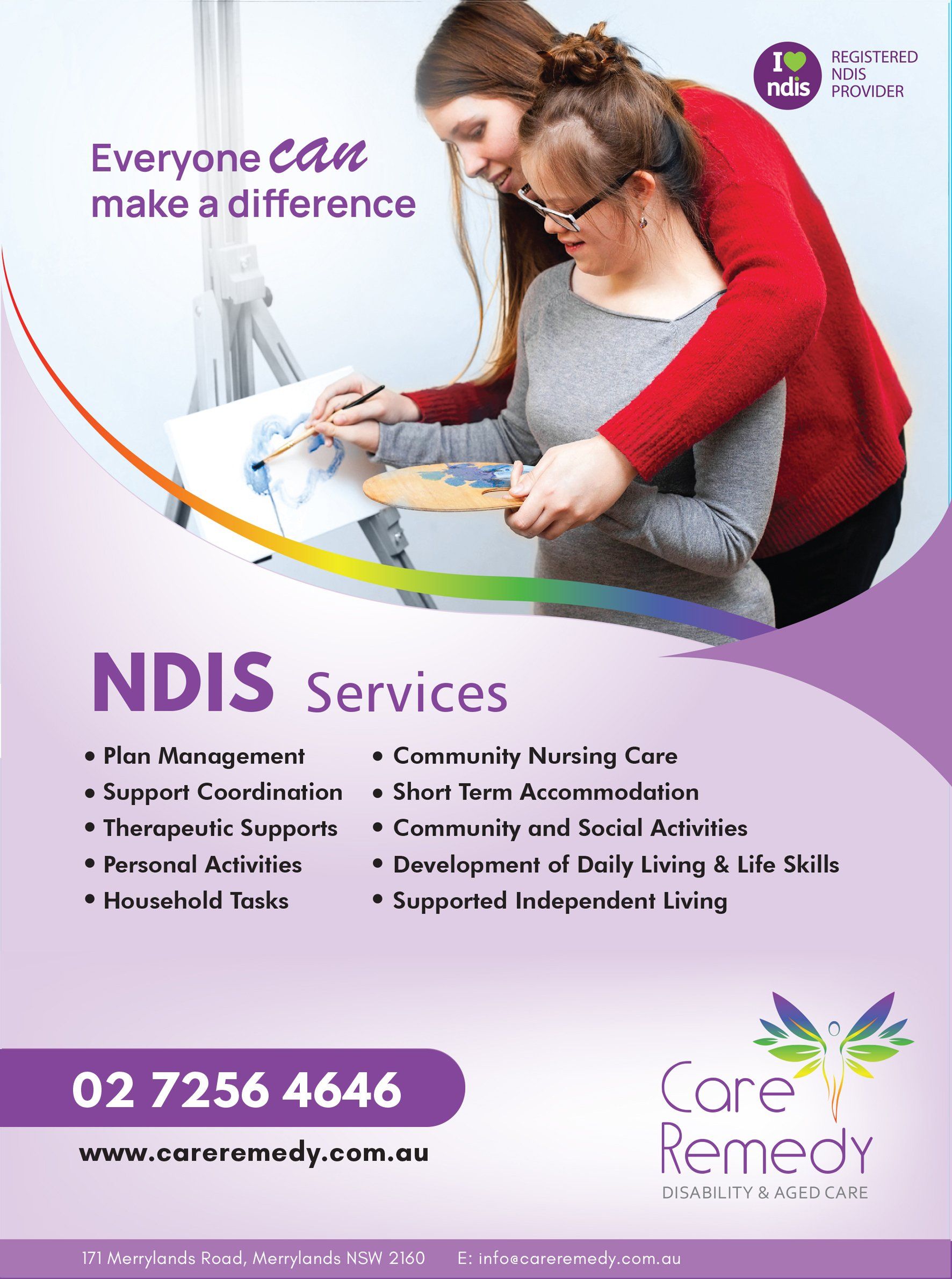 An advertisement for nds services shows two women painting