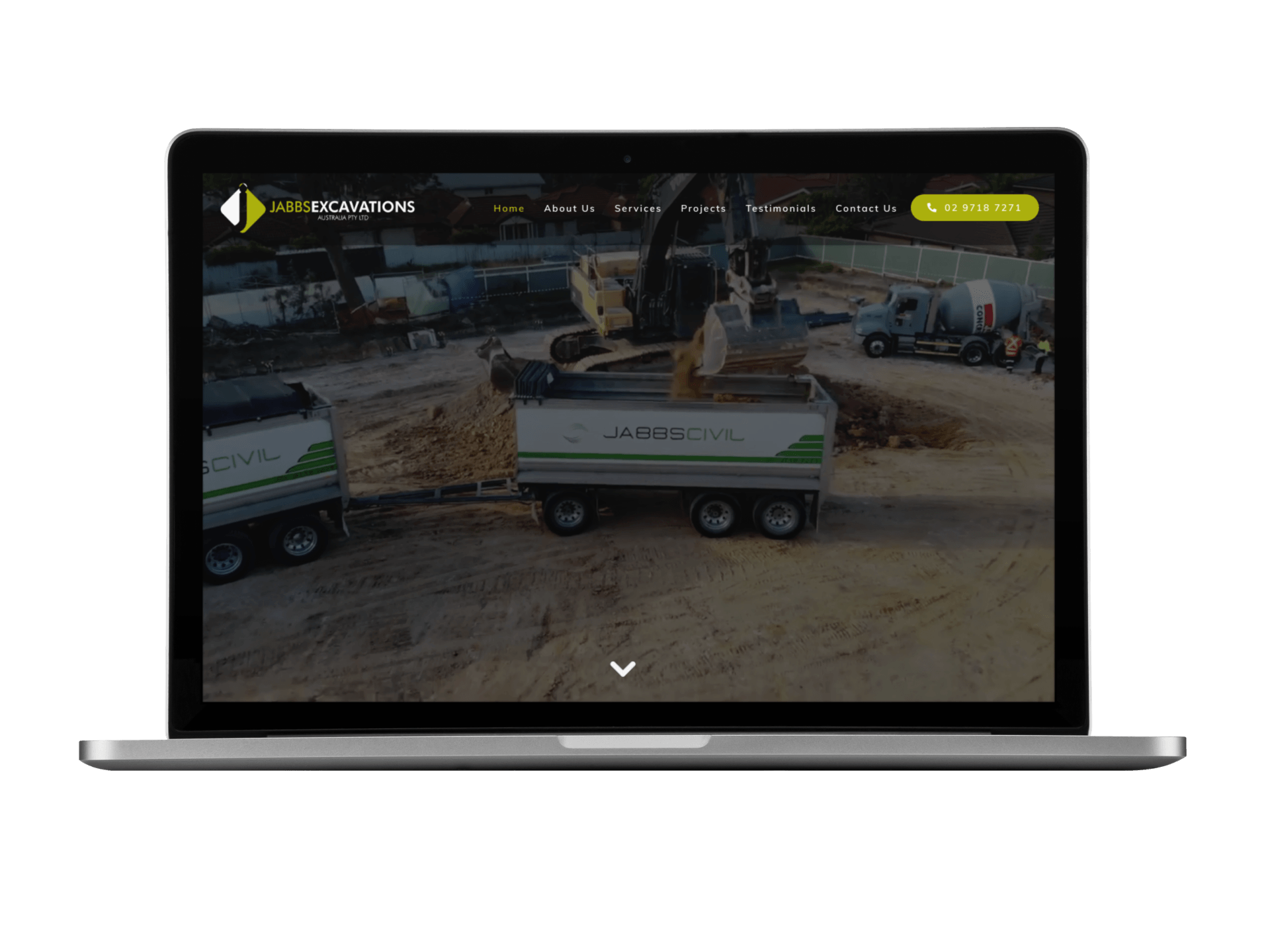 A laptop with a picture of a construction site on the screen.