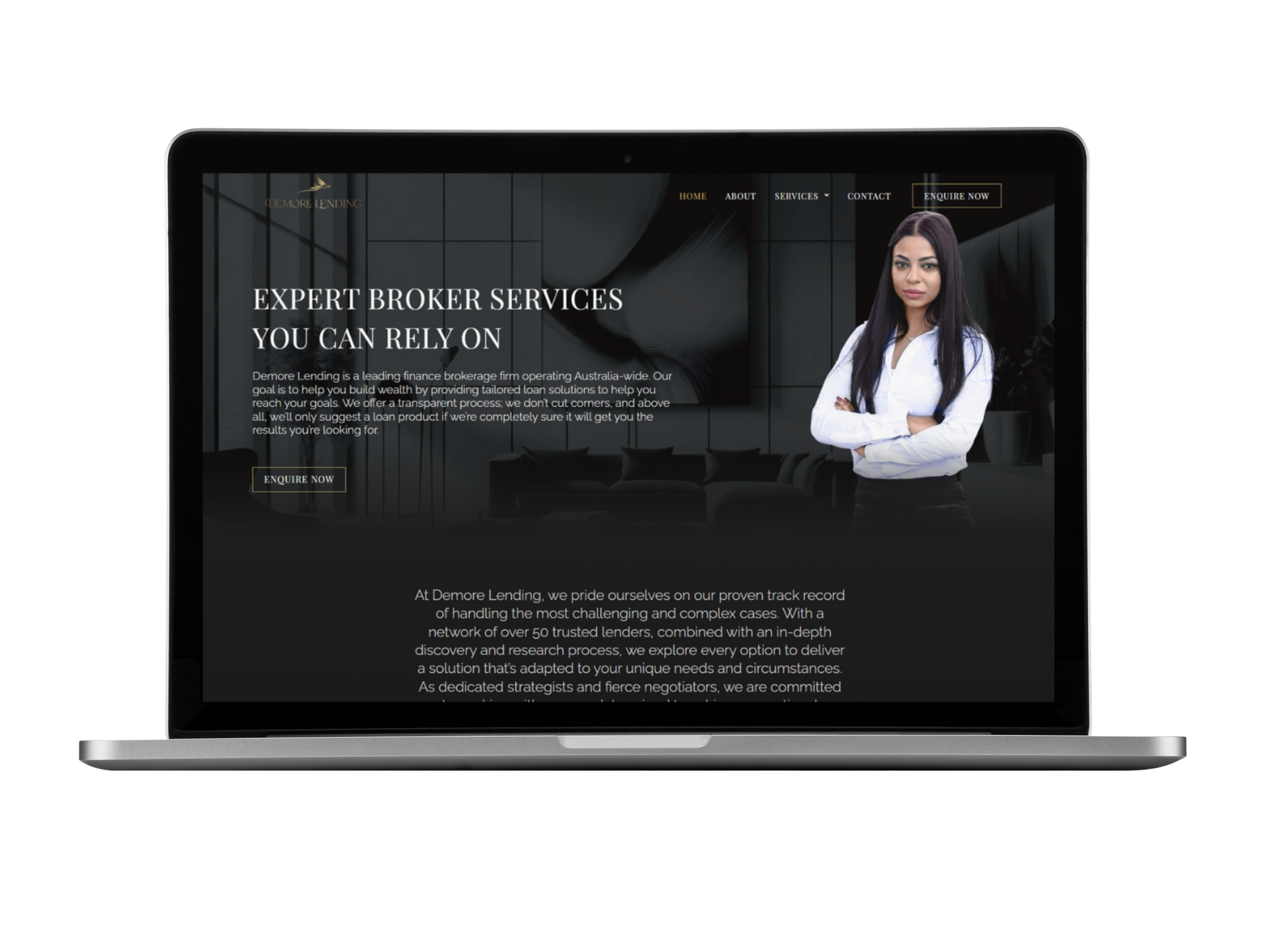 A loan broker in sydney website demo shown on  a laptop screen