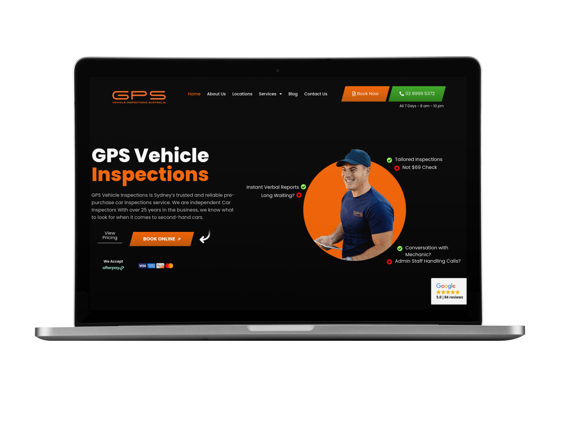A laptop is open to a page that says gps vehicle inspections