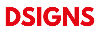 A red dsigns logo on a white background