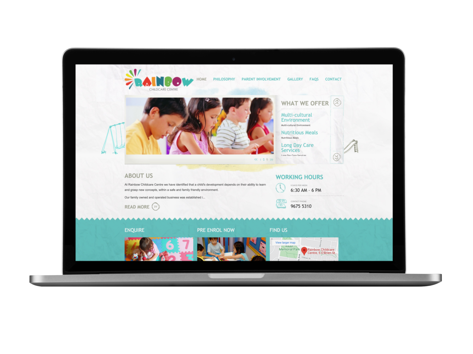 A laptop is open to a school website