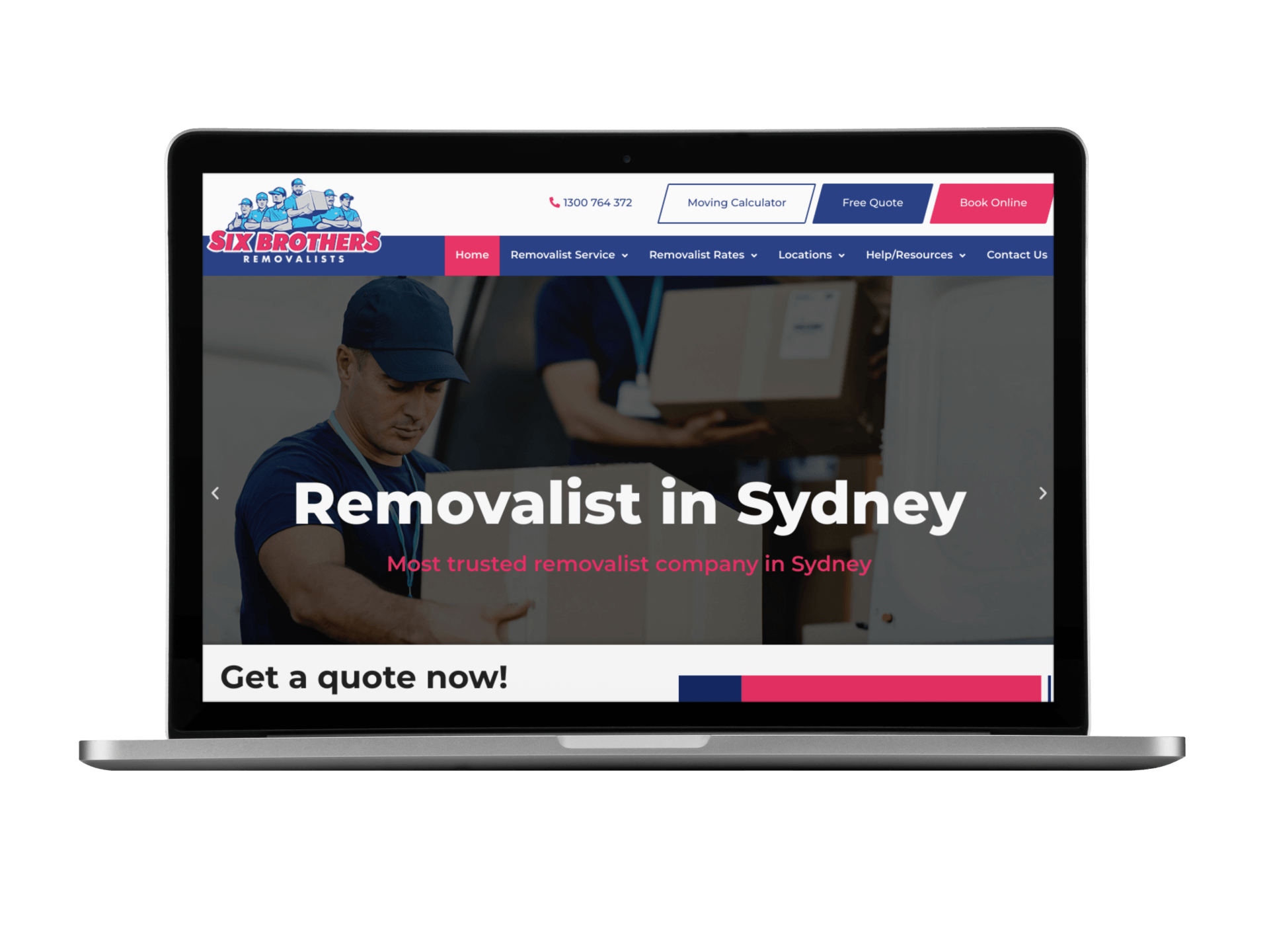 A laptop is open to a website for removalist in sydney