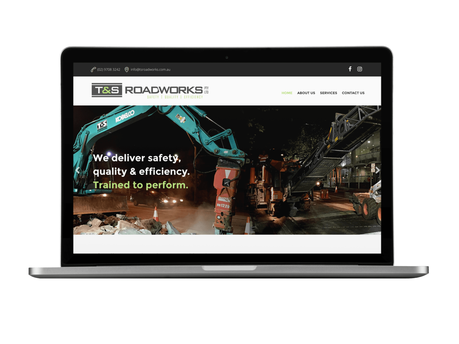 A laptop is open to a website for roadworks