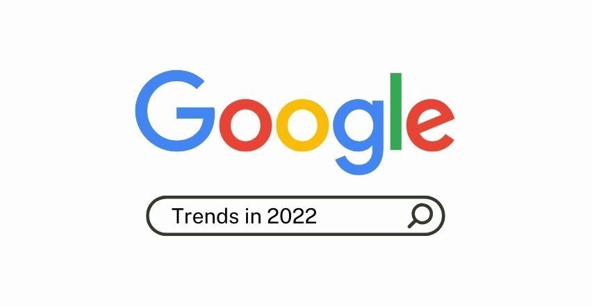 A google logo with a search bar that says trends in 2022.