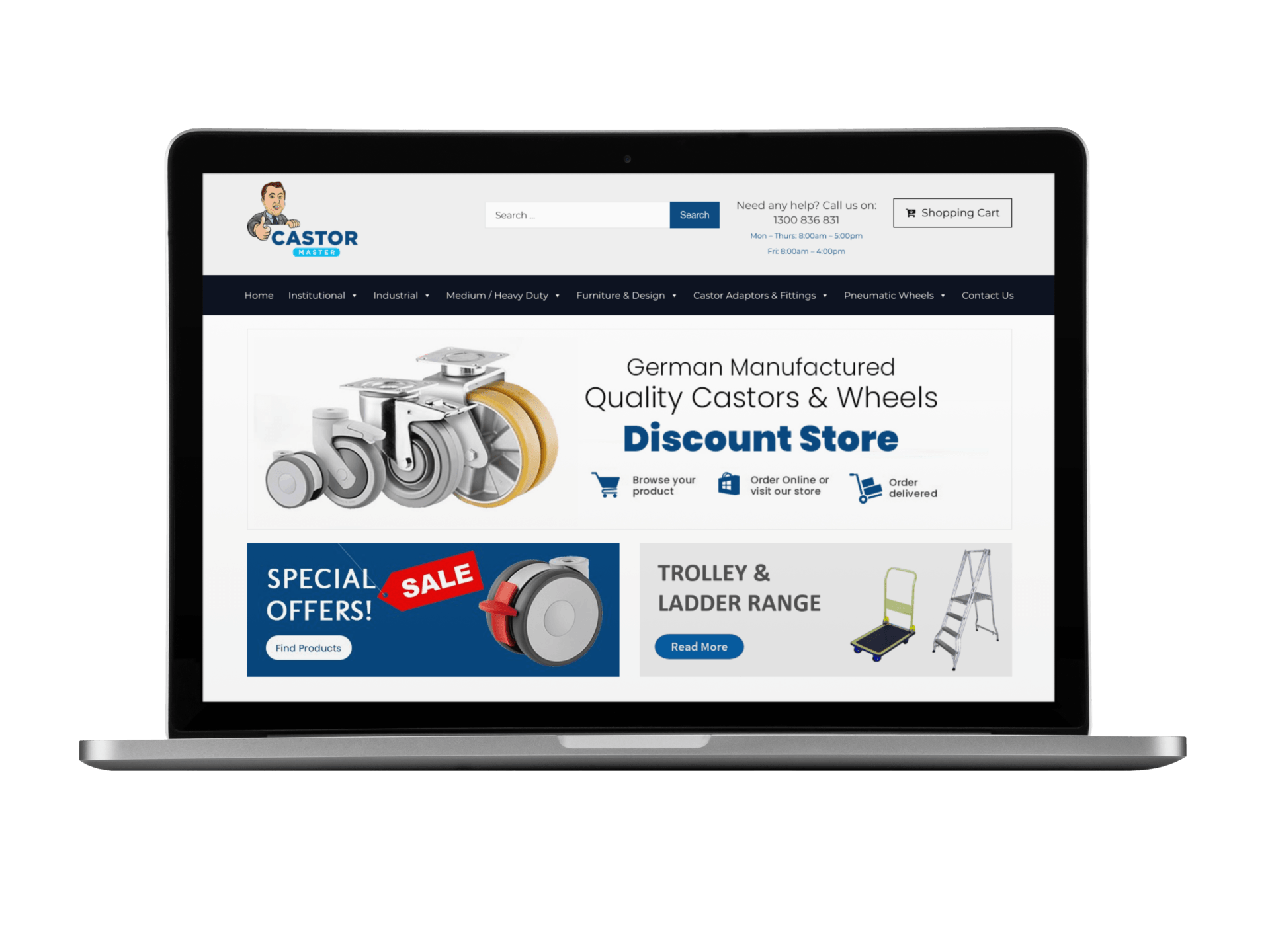 A laptop is open to a discount store website