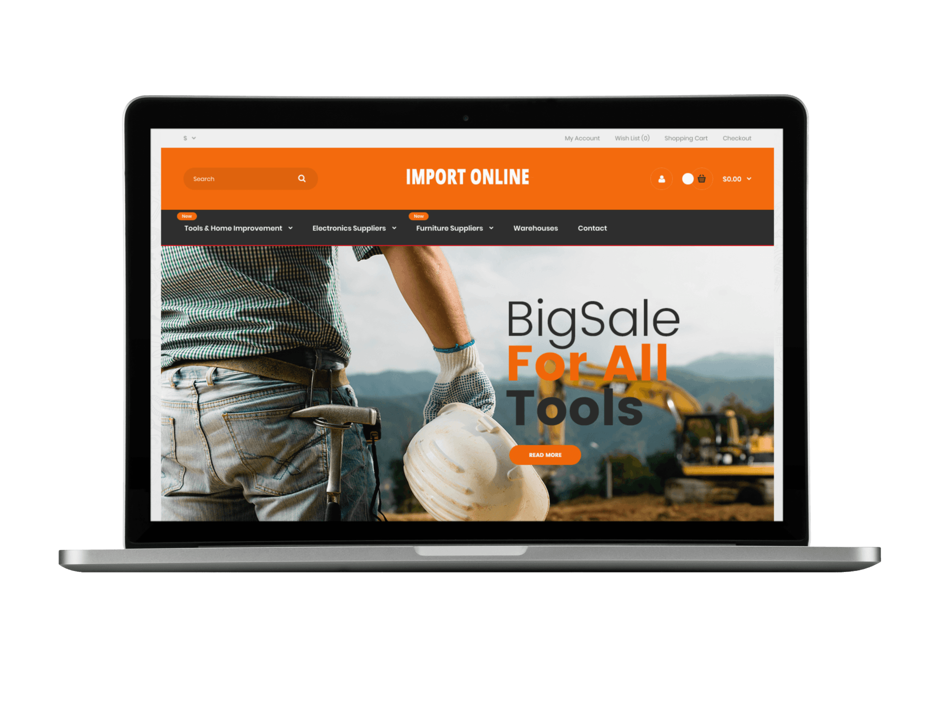 A laptop is open to a website that says big sale for all tools