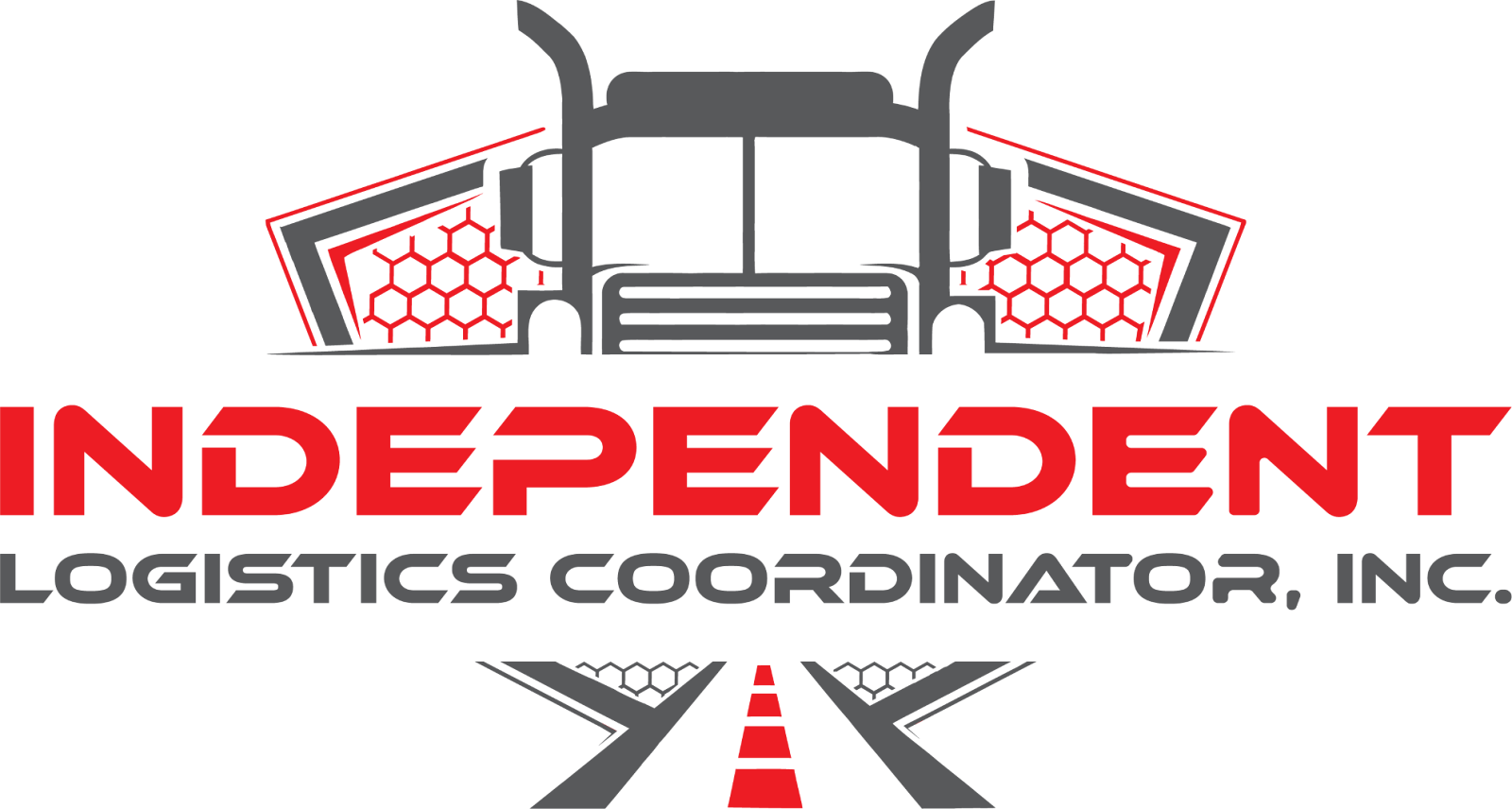 Logo: Red and gray semi-truck outline with the words "INDEPENDENT Logistics Coordinator, Inc." below it.