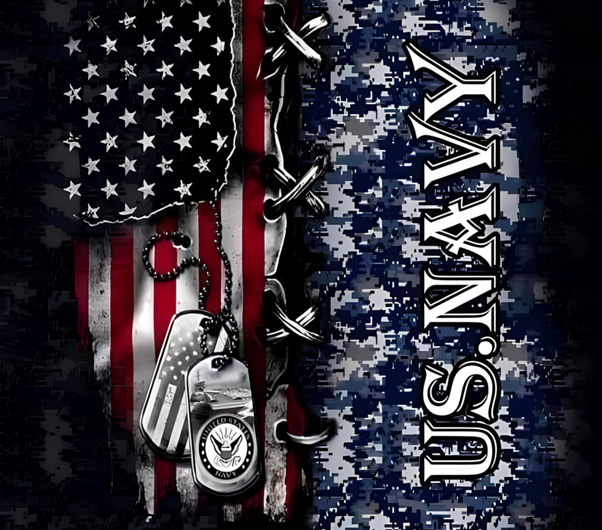 U.S. Navy Camo, Flag & Dog Tag Design