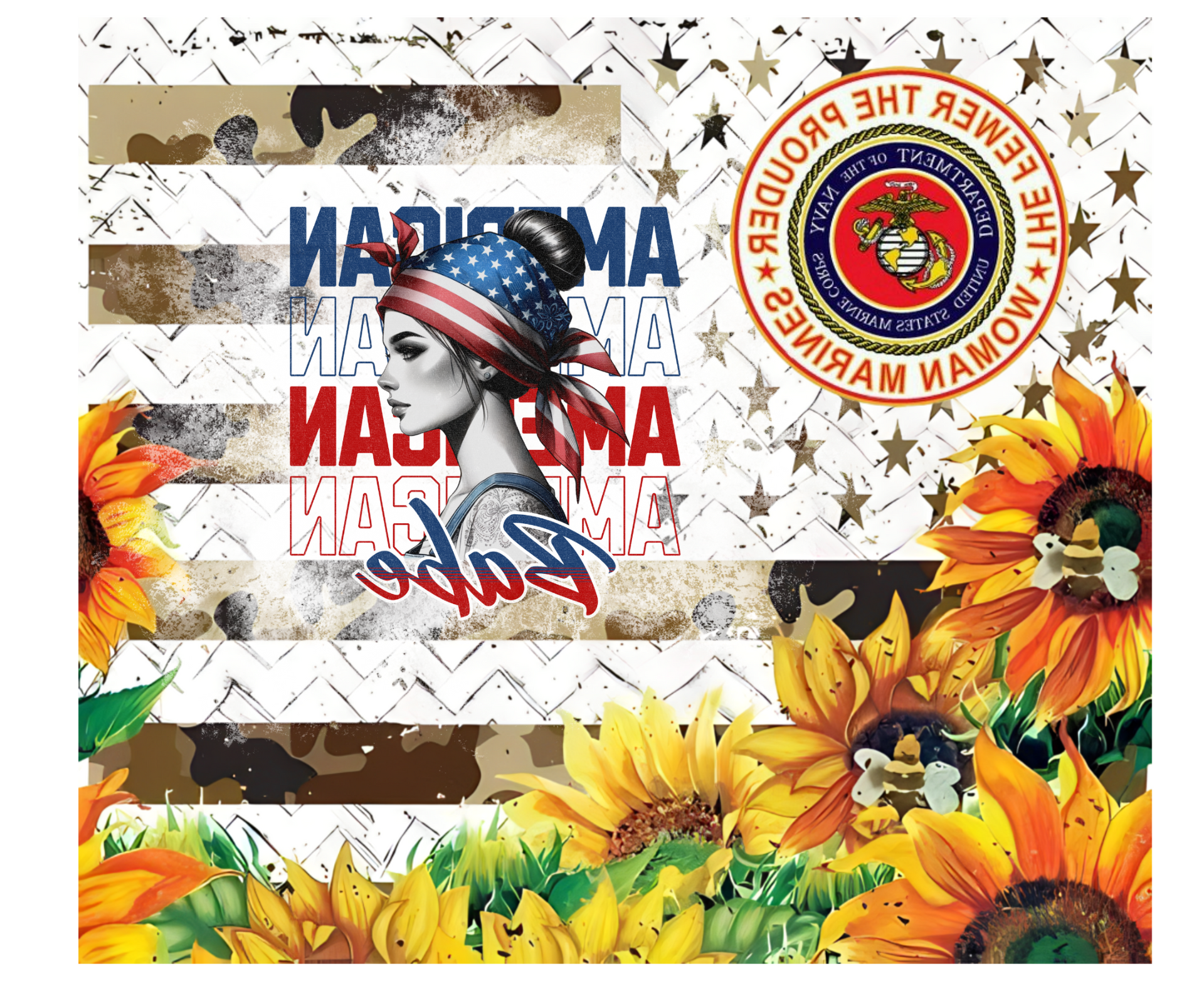 American Babe Woman Marine Veteran Tumbler (Reversed so that it go on the tumbler correctly)