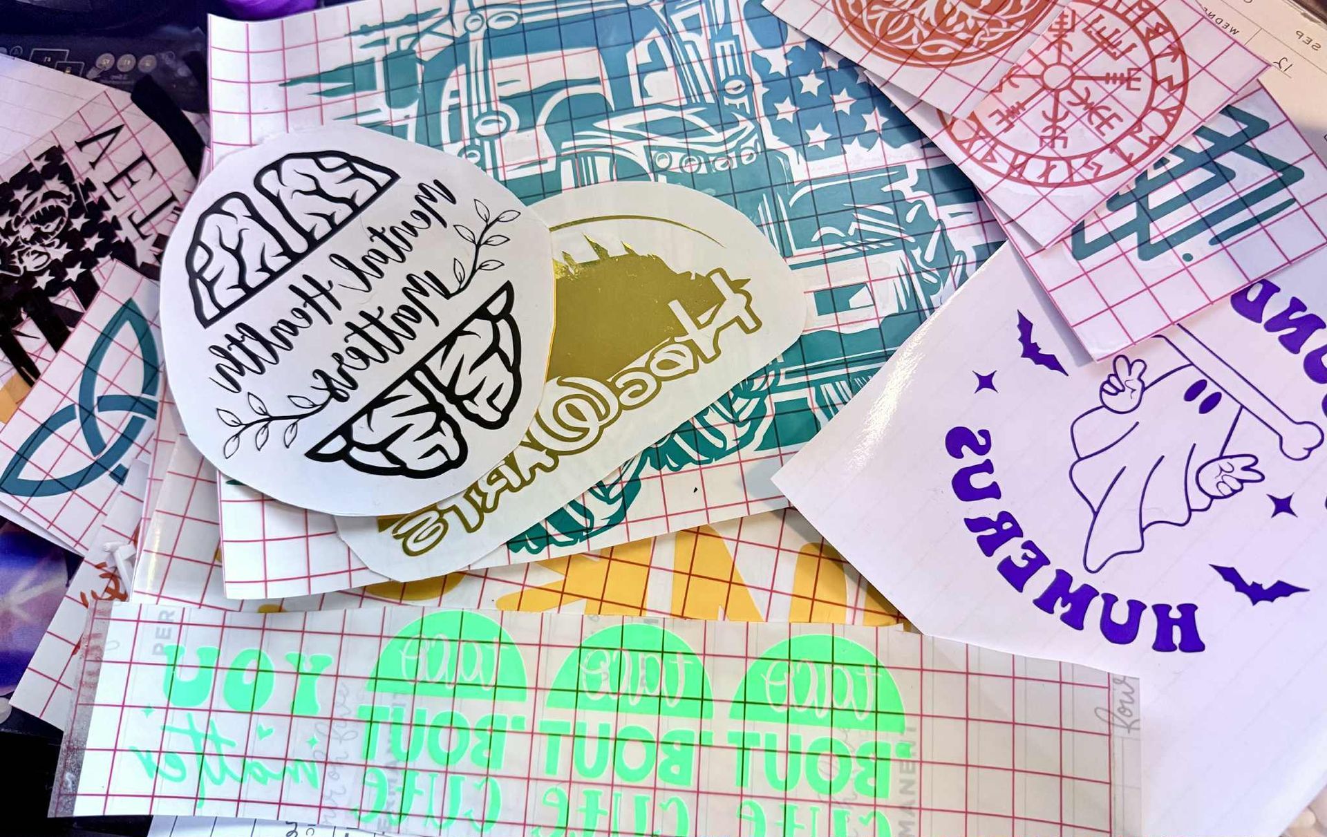 Assorted vinyl stickers in various colors and designs!