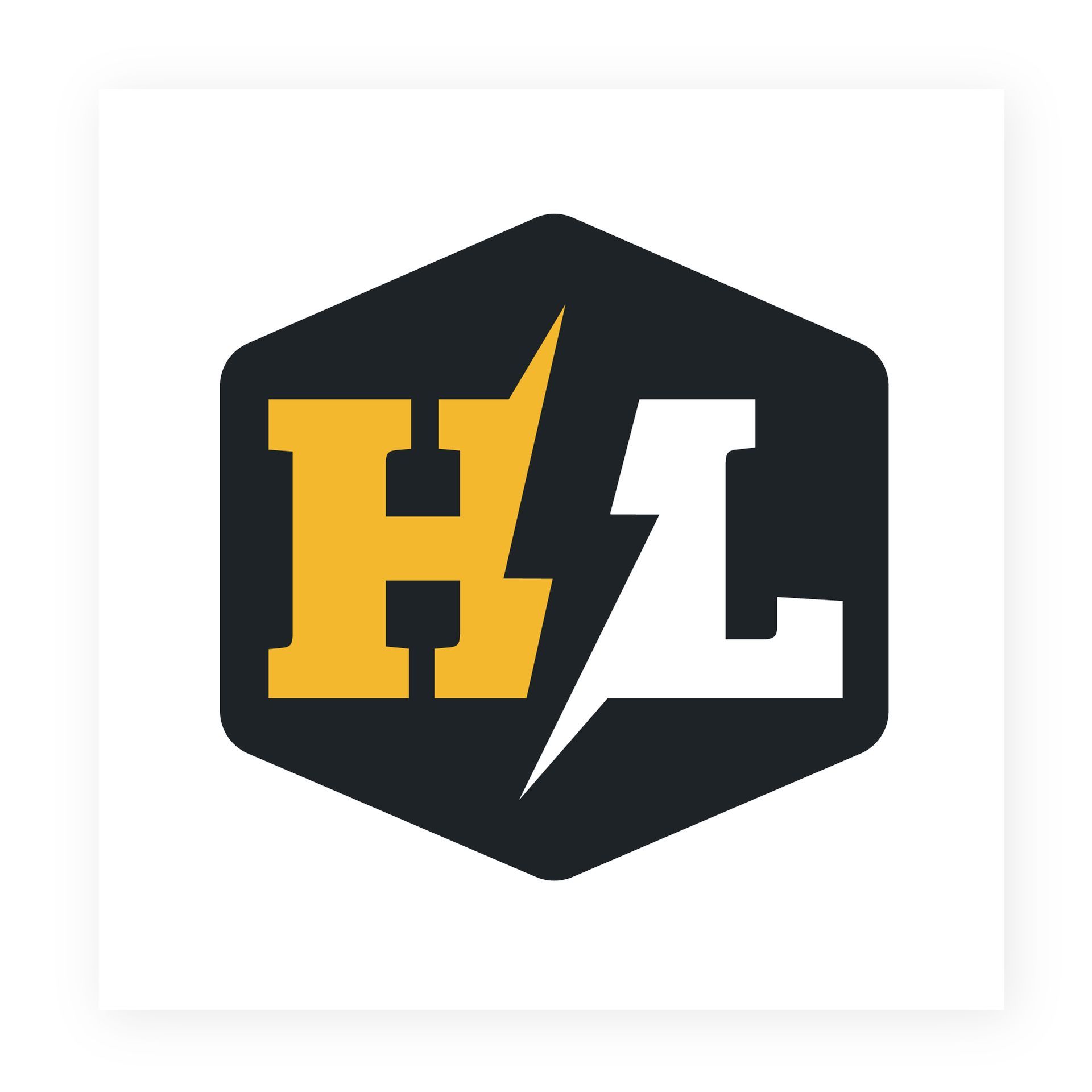 High to low voltage logo mark with an H and L next to each other and an inverse lightning bolt between them.