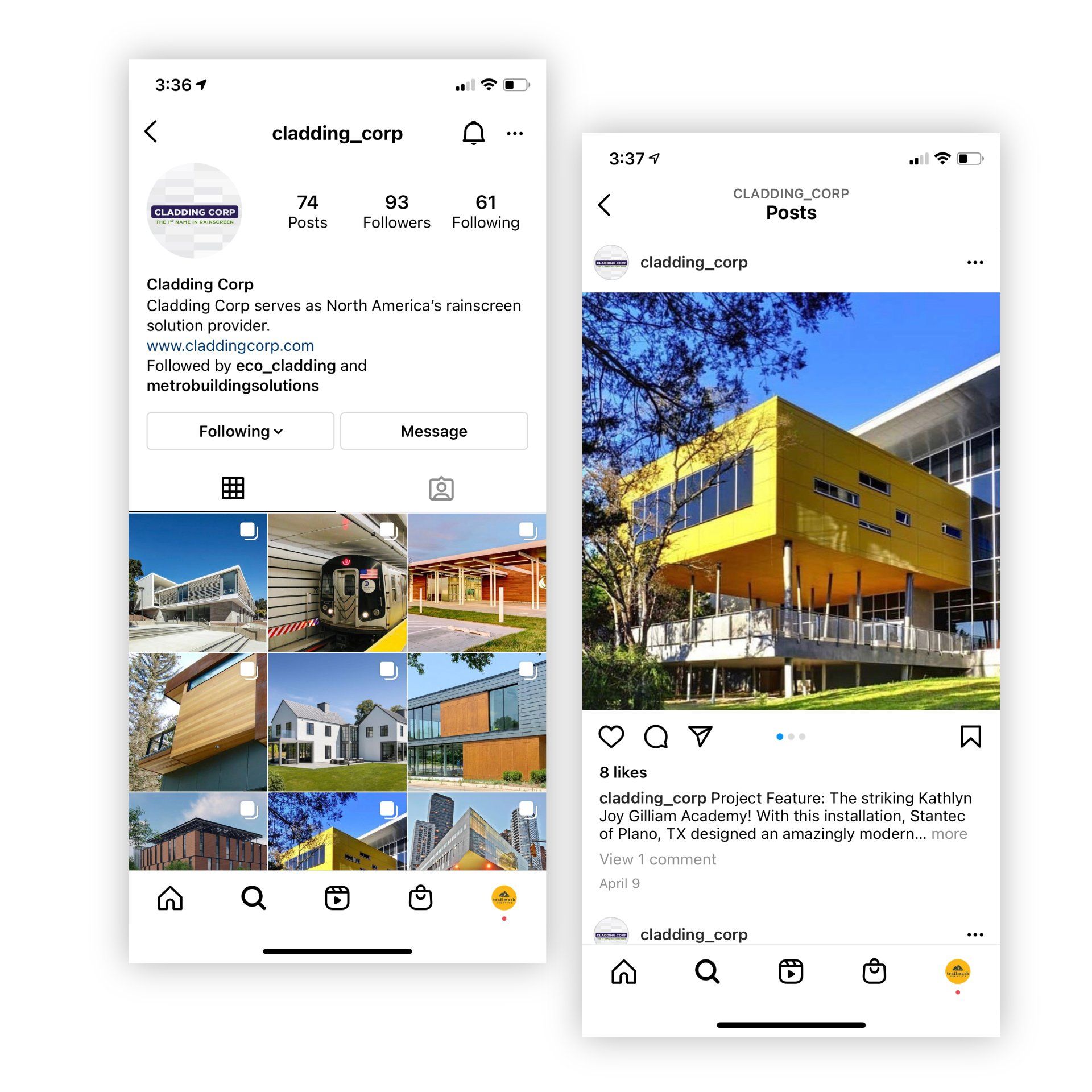 Cladding Corp - Social Media Instagram Posts
