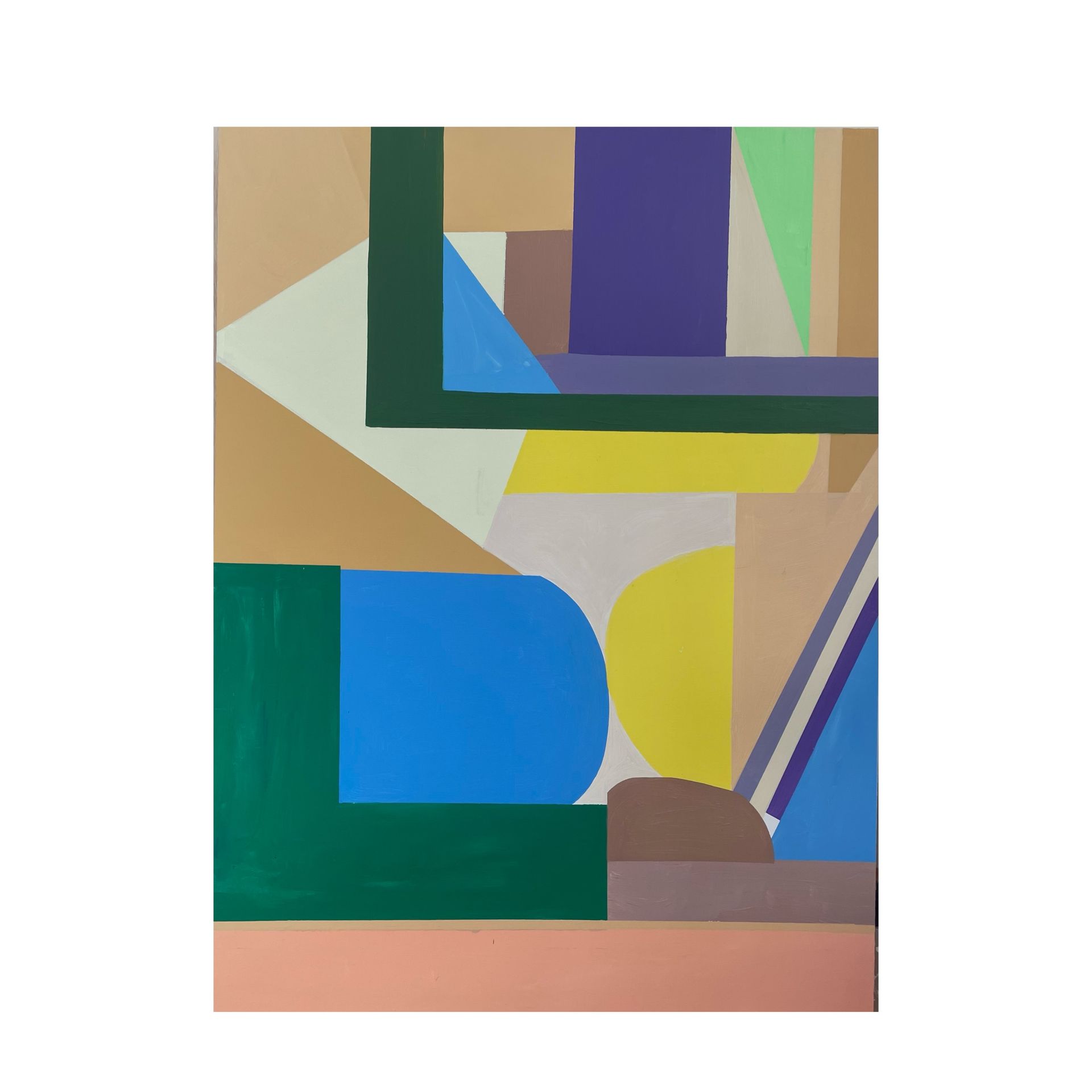 A painting of a colorful geometric pattern on a white background