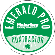a green emerald pro contractor sticker with a clover on it .