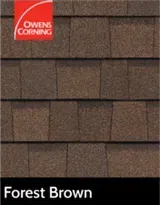A picture of a forest brown shingle roof.