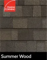 A close up of a roof with the words summer wood on it.