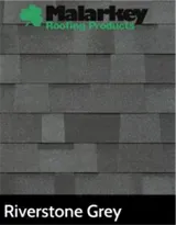 A picture of a roof with the word riverstone grey on it.