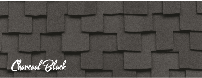 A picture of a roof that says charcoal black
