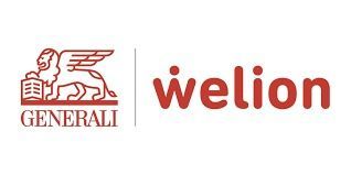 Loghi Generali e Welion affiancati. Il logo Generali raffigura un leone alato. Welion è in rosso.