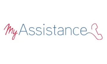 Logo "My Assistance" con la scritta rossa "My", la scritta blu "Assistance" e il contorno rosso del telefono.